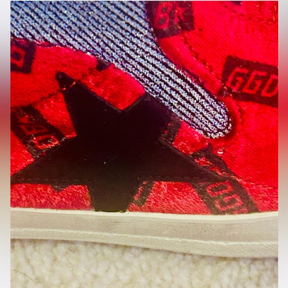 GOLDEN GOOSE DELUXE Red Velvet Pull On Socks Sneakers Size 8 fits 7.5 also - Picture 3 of 13